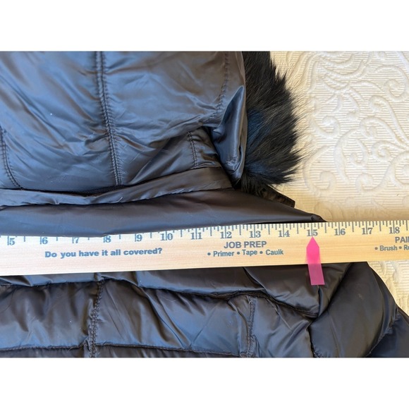 ZARA WOMAN Black Puffer Down/Feather Coat with Faux Fur Hood Zip Front Size S - Picture 13 of 14